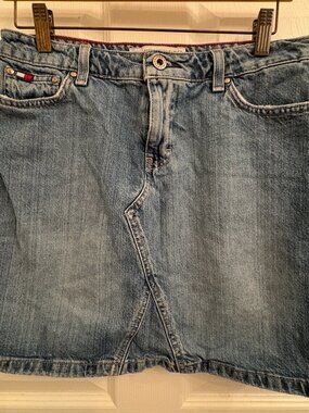 Tommy Hilfiger Y2K Blue Distressed Cotton Denim Mini Skirt size 4